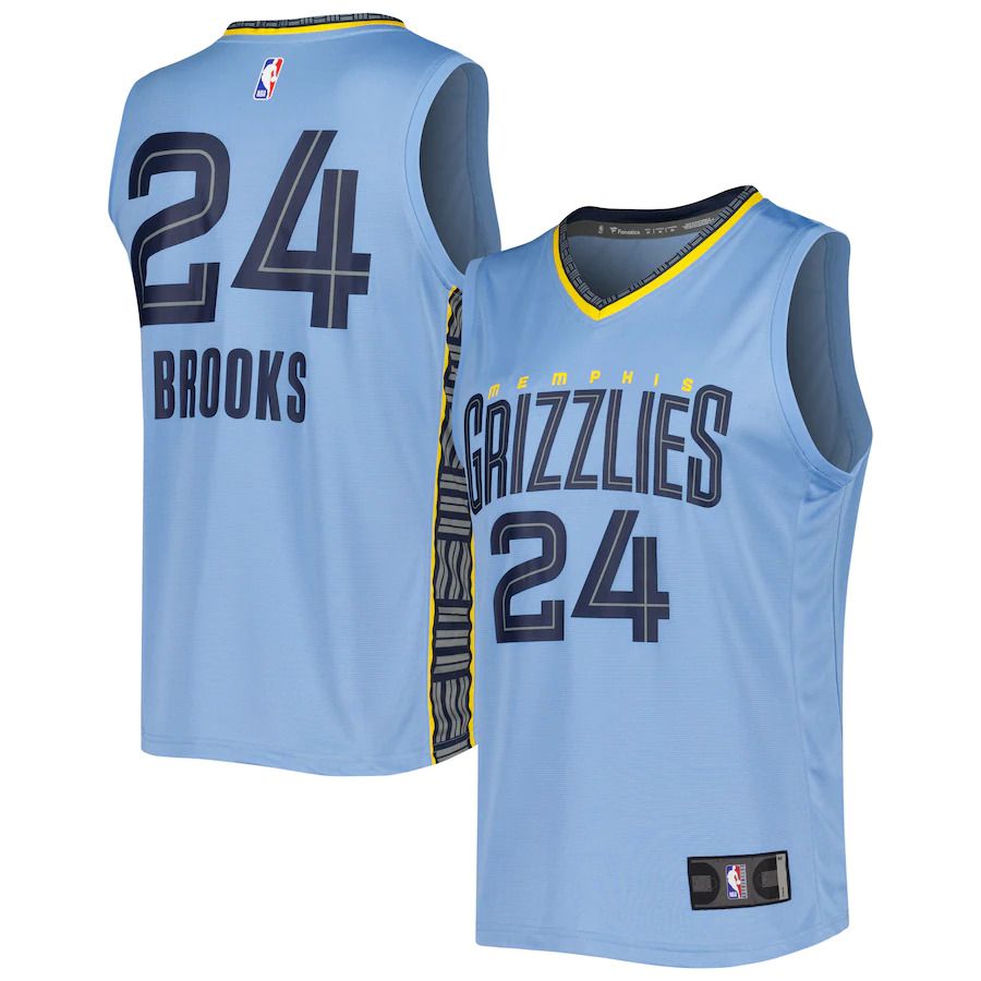 Men Memphis Grizzlies 24 Dillon Brooks Fanatics Branded Light Blue Statement Edition 2022-23 Fast Break Replica Player NBA Jersey